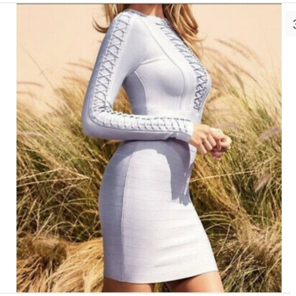 BNWT MARCIANO By Guess My Fantasy Bandage BodyCon Dress Galaxy Grey Sz Small New - Picture 3 of 4